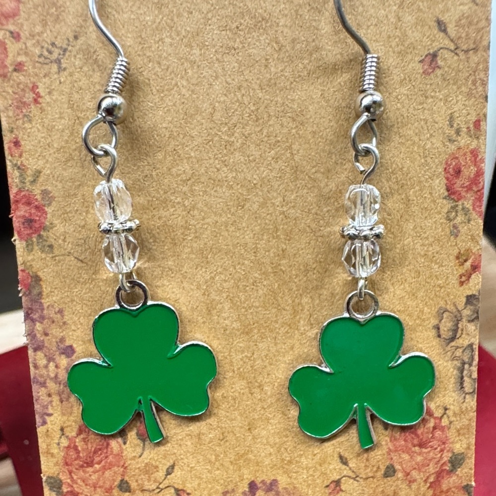 St. Patrick’s Day Green Shamrock Dangle Earrings 3/$22 - Picture 2 of 5